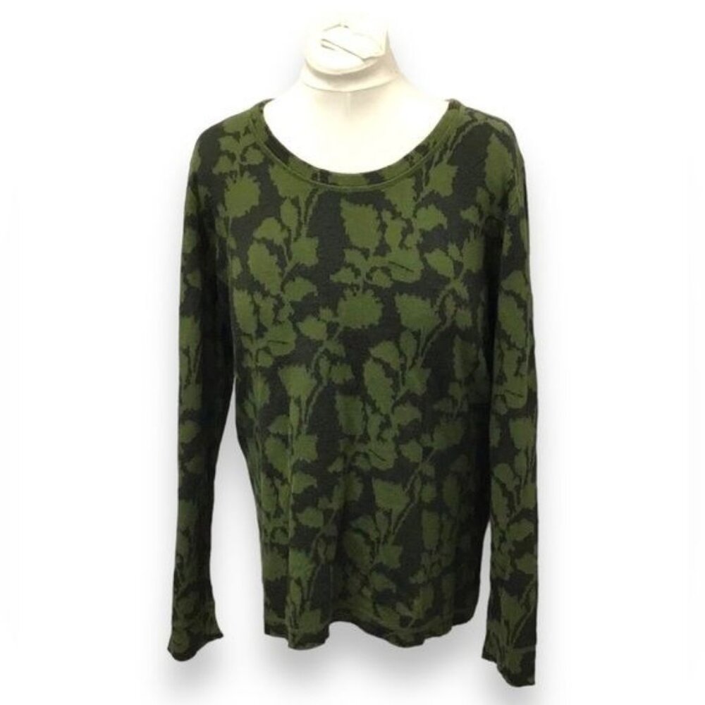 Natural Reflections Women’s Scoop Neck Floral Wool Blend Sweater, Green, sz 1X